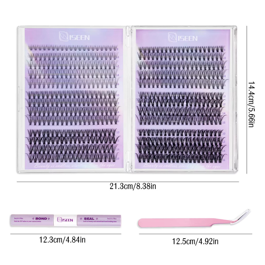 ISEEN Wimpern-Cluster-Set Wispy Lashes, 8-16 mm, C-Curl, Natürlich - Bild 2
