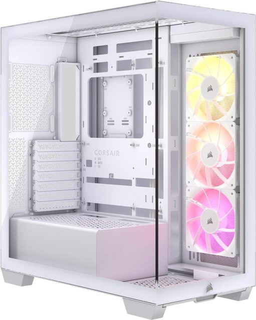 Corsair Mid-Tower ATX Gehäuse mit gehärtetem Glas-Seitenteil und USB-C Anschluss in Weiß CC-9011279-WW - Bild 1