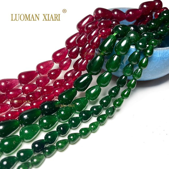 LUOMAN XIARI Spacer Perlen Chalcedon, Smaragd, Rubin, Bunt, Unisex - Bild 1