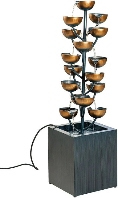 Gilde Tischbrunnen aus Metall in Anthrazit und Kupfer, Höhe: 95 cm, Breite: 26 cm - Bild 1