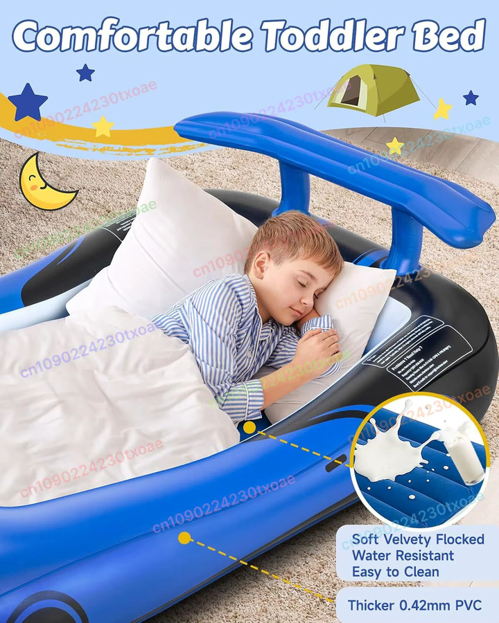 Aufblasbares Reisebett aus PVC in Blau für Kleinkinder und Kinder mit Tragetasche für Camping und Garten, B/T/H: 205,74 x 114,3 x 56,9 cm - Bild 2