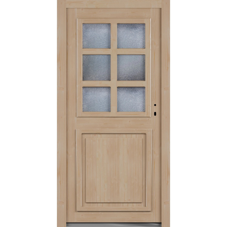 Roro Nebeneingangstür OHE 1005 Fichte mit Glaseinsatz, Farbe Beige/Braun, B: 98 cm, H: 198 cm, DIN Rechts - Bild 2
