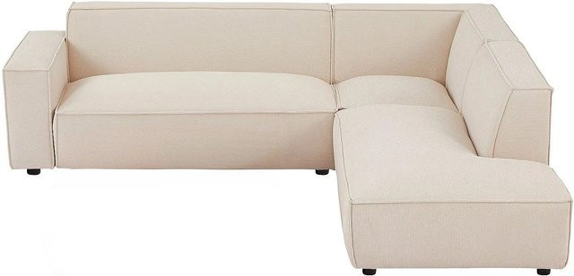 Vente-unique Sofa Borore in Beige mit Cord-Bezug, L-Form, Breite: 256 cm - Bild 1