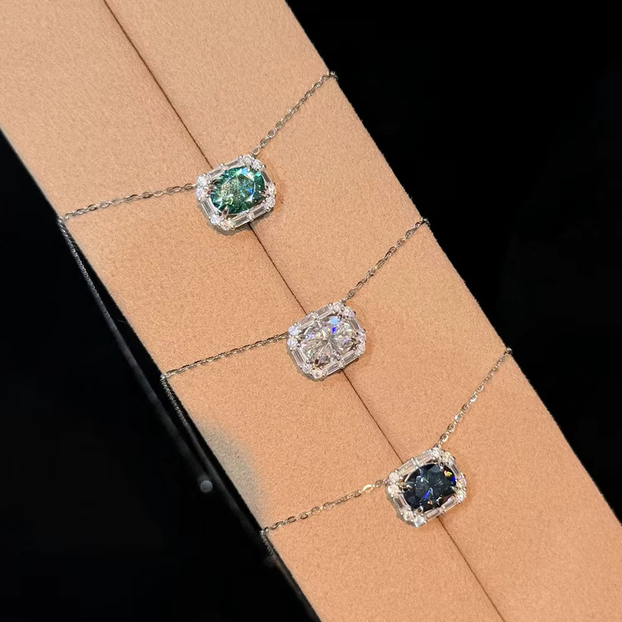 BXINY Halskette, Moissanit, Diamant, 925 Silber, Bunt, Damen - Bild 2