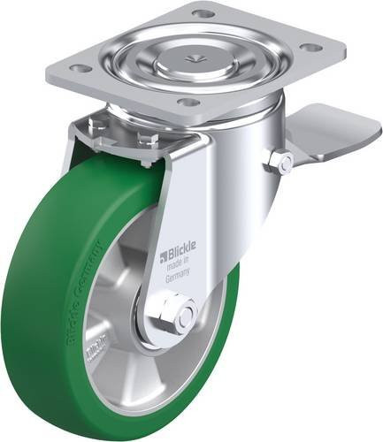 Blickle Lenkrolle LH-ALST 160K-ST mit Feststeller in Grün und Silber, Rad-Durchmesser: 160 mm, Tragfähigkeit: 580 kg - Bild 1