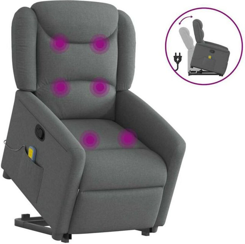 Massagesessel mit Aufstehhilfe von vidaxl in Dunkelgrau aus Stoff und Metall - Bild 1