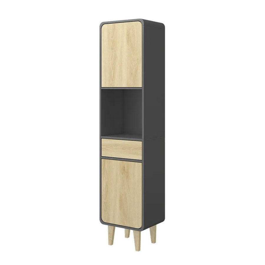 Vicco Badezimmermöbel Arla Anthrazit Goldkraft Eiche B: 40 cm, H: 161 cm - Bild 2