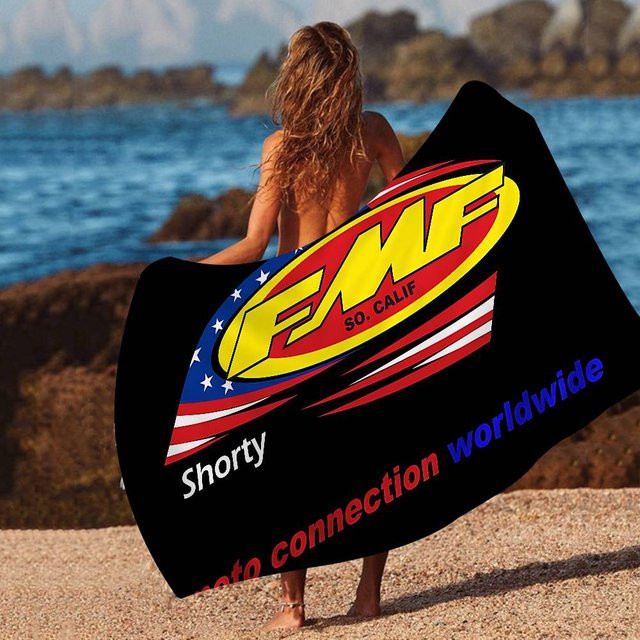 Fmf Racing Logo Mikrofaser Strandtuch, Saugfähiges und Weiches Sporttuch für Yoga, Schwimmen und Laufen, Farbe: Schwarz, B: 70 cm, L: 150 cm - Bild 1