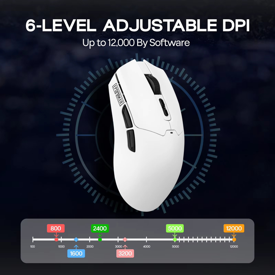 EPOMAKER Click Lite Tri-Mode kabellose ergonomische Gaming-Maus mit PAW3311-Sensor und bis zu 24.000 DPI in Schwarz oder Weiß - Bild 4