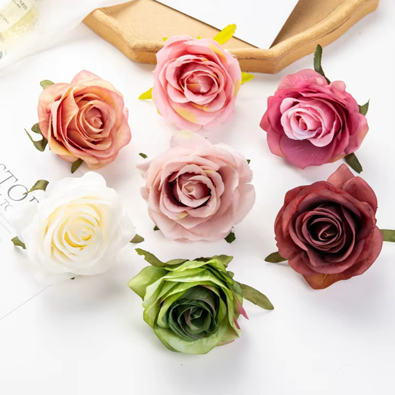 Yusheng Künstliche Rosen in Braun und Multicolour für Hochzeits-Kopfschmuck und Heimdekoration - Bild 3