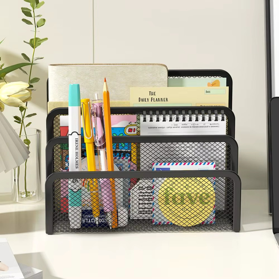 Multifunktionaler Aktenständer aus Metall mit drei Ebenen für Büro und Schule in Schwarz oder Weiß - Bild 2