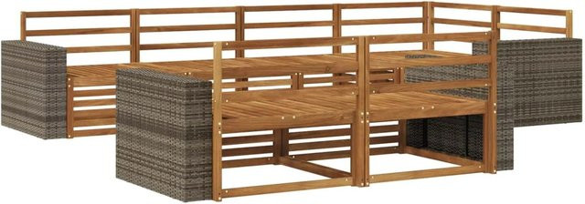 vidaXL Outdoor-Sofagarnitur aus Akazienholz in Braun, 7-teiliges L-Shape Set mit Sitzkissen und Armlehnen - Bild 1