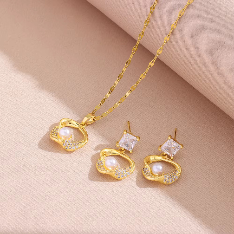 Marisa Schmuck-Set Perlenketten, Ohrringe, Edelstahl, Gold, Damen - Bild 2
