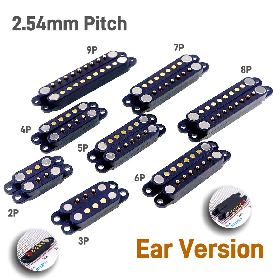 RTLECS Magnetischer Pogo-Pin-Steckverbinder 2A DC Federkontakt Stecker und Buchse in Schwarz mit 2,5mm Abstand - Bild 3