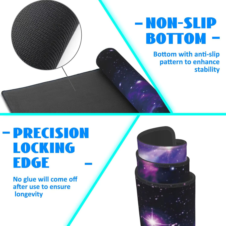 Galaxy Nebula Space Mauspad in Multicolour mit rutschfester Basis und genähten Kanten für Gaming, Zuhause und Büro - Bild 6