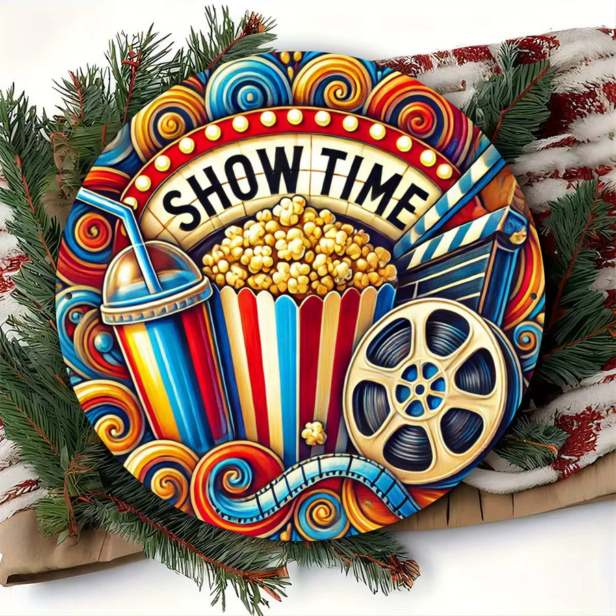Potdemiel Vintage Cinema & Popcorn Rundes Metallschild in Mehrfarben, Durchmesser: 20 cm - Bild 5
