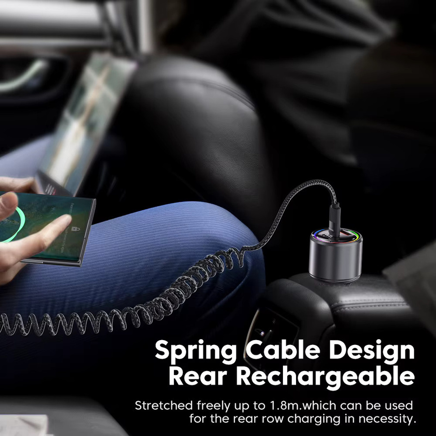 Toocki USB-C auf USB-C Federkabel Schwarz mit PD 100W Schnellladefunktion für iPhone 15 16 Samsung S23 und MacBook - Bild 3