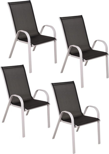 DELUKE Gartenstuhl SONJA 4er Set, stapelbare Outdoor Essstühle aus Kunststoff in Schwarz, wetterfest und modern - Bild 1