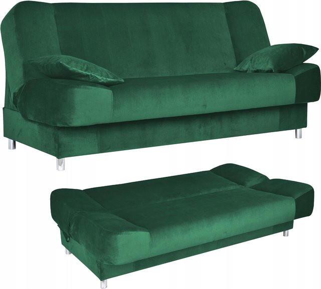 Schlafsofa Sara von Family Möbel in Grün mit Bonellfedern und Bettkasten, ausklappbares Sofa und Bett - Bild 1