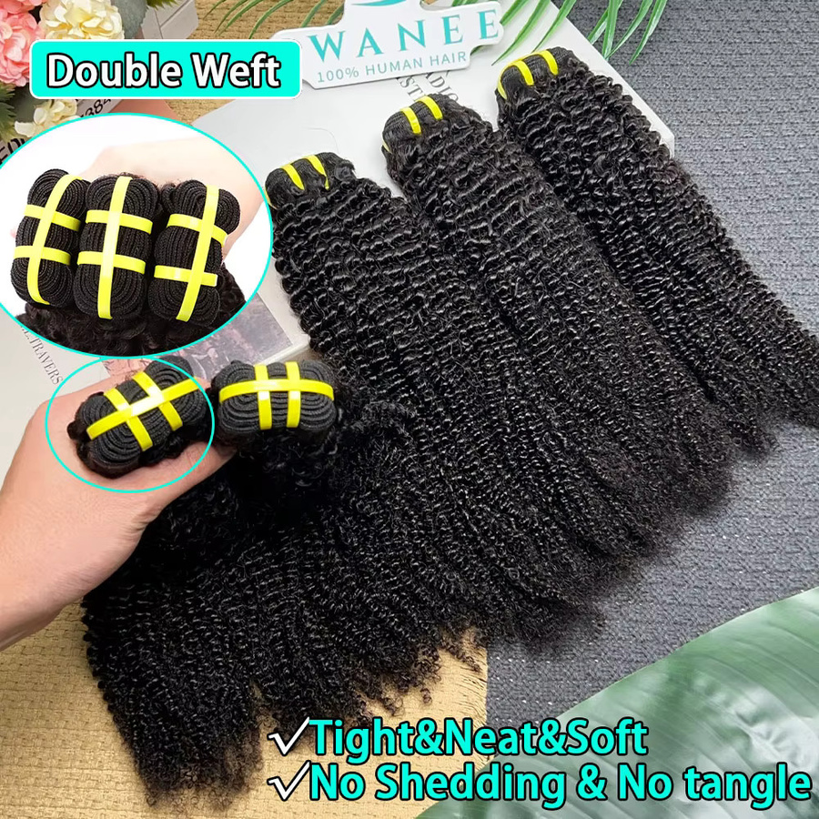 SWANEE Echthaar-Bündel Afro Kinky Curly, 1B Natürliches Schwarz - Bild 2