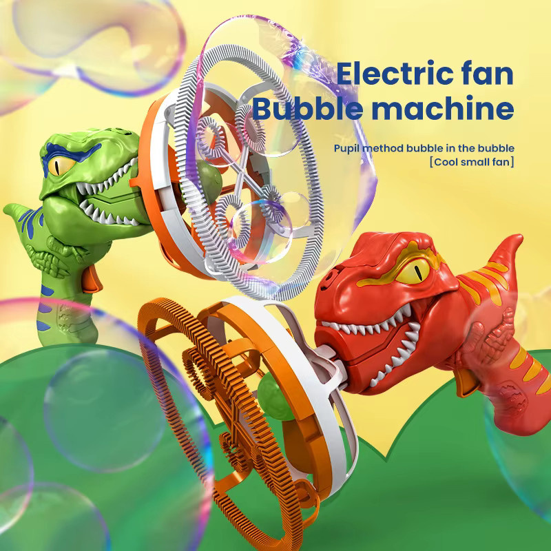 Kmoist Dinosaurier Seifenblasenpistole, Elektrisch, mit Licht und Sound, Blau - Bild 4