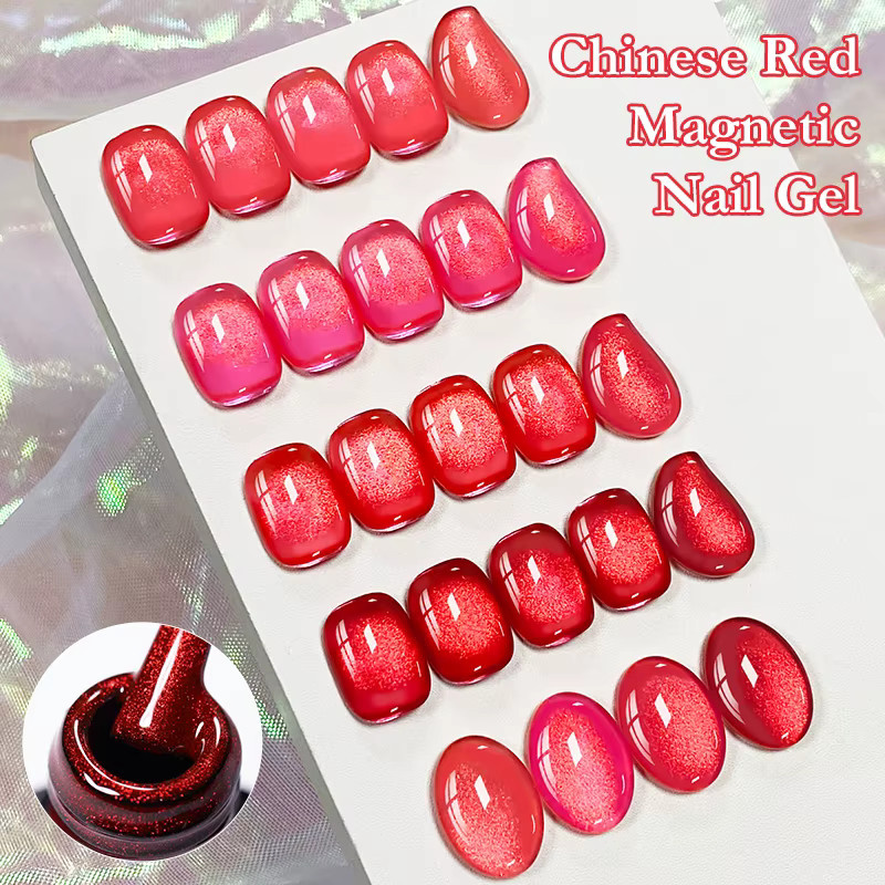 MEET ACROSS Magnetgel-Nagellack, Chinesischer Roter, Schimmernd - Bild 4