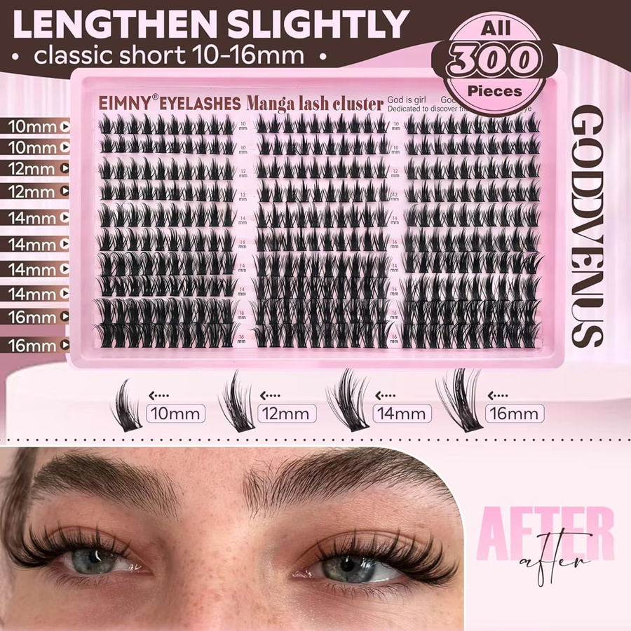 Eimny Manga Wimpern-Cluster-Set, Natürlich, 300 Stück - Bild 5