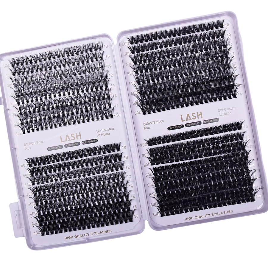 JIEFUXIN Wimpern-Cluster DIY, 640 Stück, D-Curling, Unisex - Bild 2