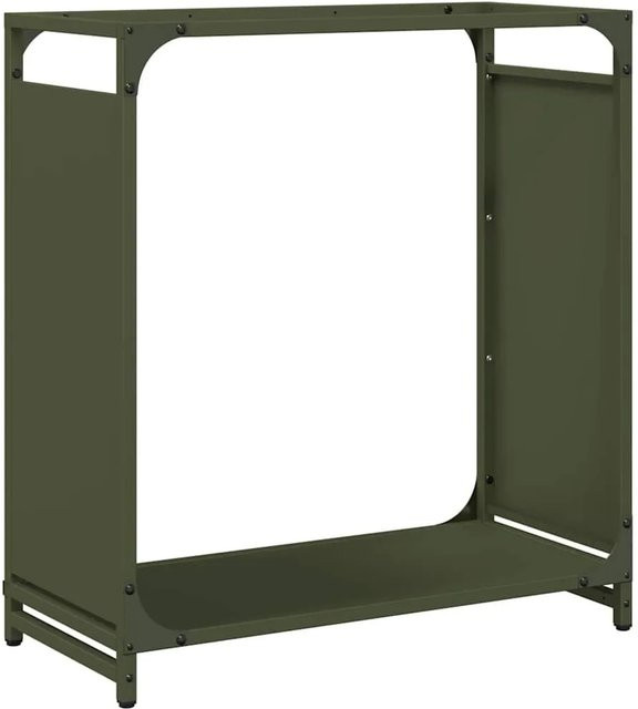 vidaXL Brennholzregal aus kaltgewalztem Stahl in Olivgrün, B/T/H: 60 x 28 x 65 cm - Bild 1