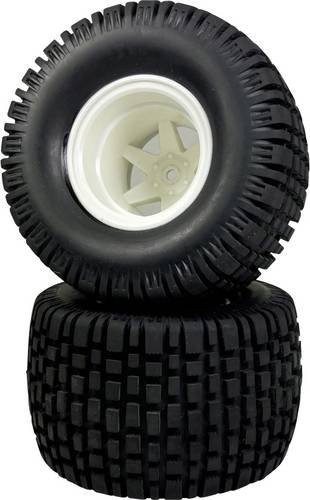Absima Monstertruck Kompletträder, Block-Profil, Weiß, 2-teiliges Set - Bild 1