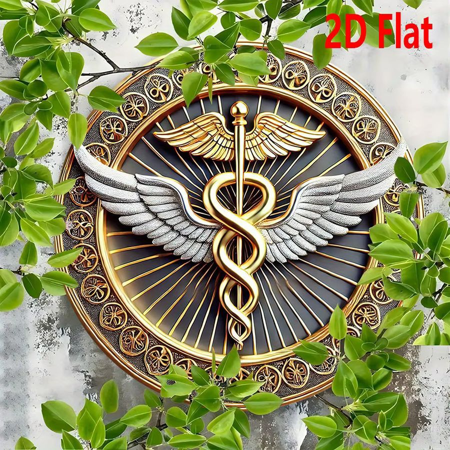 Potdemiel Aluminiumschild mit goldenem Caduceus-Emblem zur Wanddekoration - Bild 4