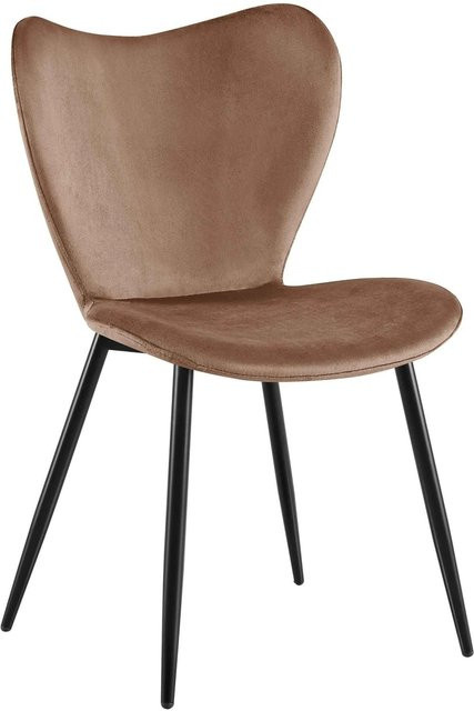 DELUKE Esszimmerstuhl COLON aus Samt in Braun mit Metallgestell, B/T/H: 50 x 58 x 80 cm - Bild 1