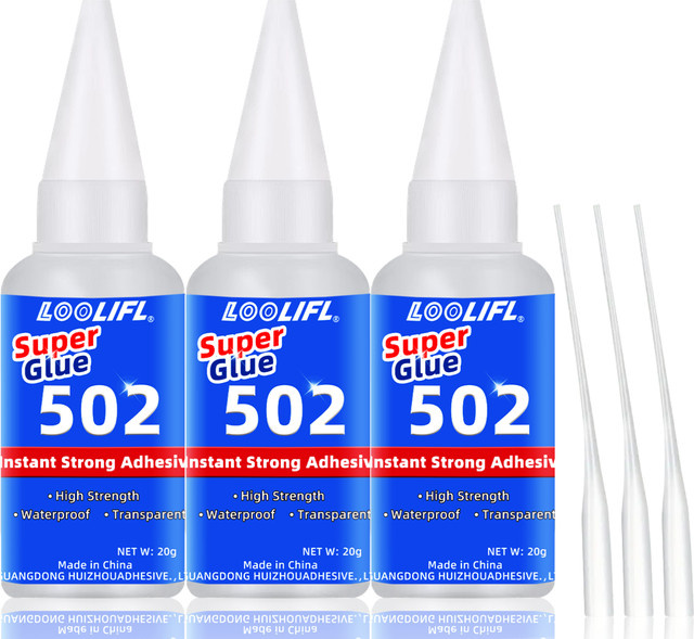 LOOLIFL 502 Superkleber Cyanacrylat-Schnellkleber mit präzisen Applikatordüsen für Metall, Kunststoff und Bastelarbeiten - Bild 1
