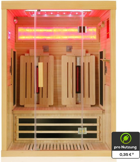 Dewello Infrarotkabine SALTCOATS Infrarotsauna für 2 Personen mit Vollspektrum- und Karbonstrahlern, Farbe: Beige, B/T/H: 135 x 105 x 190 cm - Bild 1