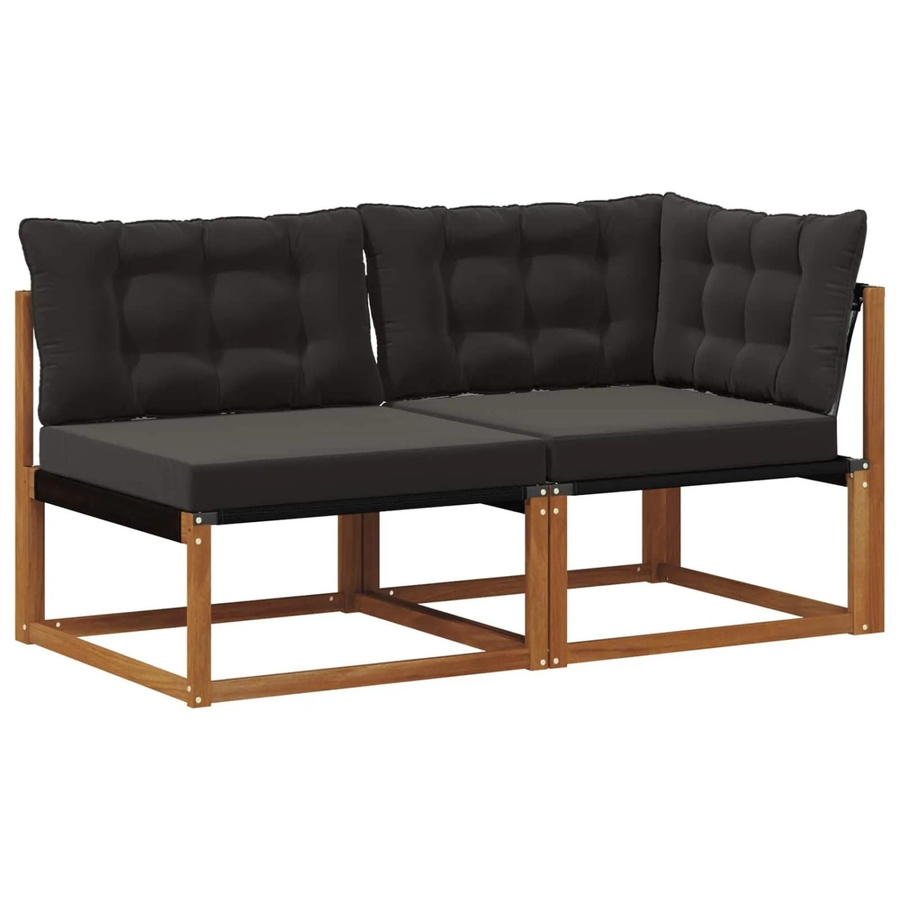 vidaXL Outdoor Lounge-Set aus Akazie Massivholz in Natur mit 7-teiliger Ecksofa-Garnitur und Textilene-Polstern - Bild 2