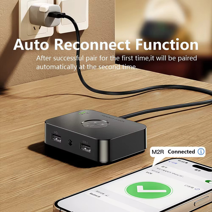 kebidumei Bluetooth 6.0 Audio Receiver in Schwarz mit AUX 3,5mm, RCA und optischem Anschluss inklusive Fernbedienung für TV, PC und Lautsprecher - Bild 2