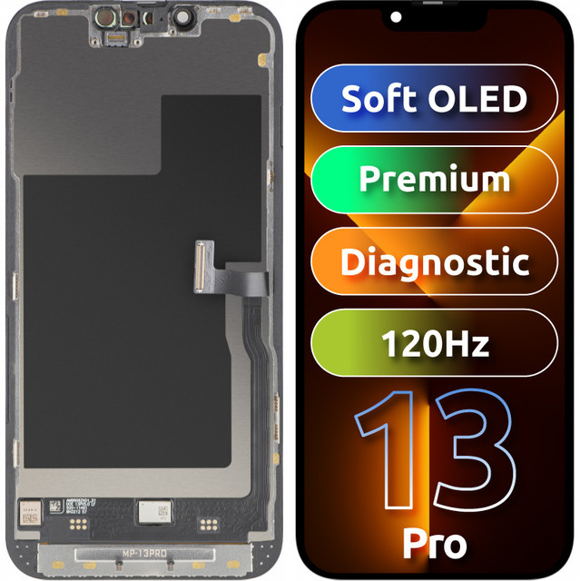 MP Touchscreen-Display für Apple iPhone 13 Pro mit Rahmen, Premium Soft OLED FHD 120Hz Diagnostic Version, Schwarz - Bild 1