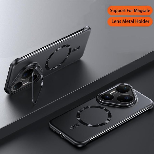Magnetisches Case für HUAWEI Pura 80 und Pura 70 Pro Plus mit Metall-Linsenhalter und Rahmenloser Optik, Matt Black, Ultra Dünn Hard PC Abdeckung - Bild 1