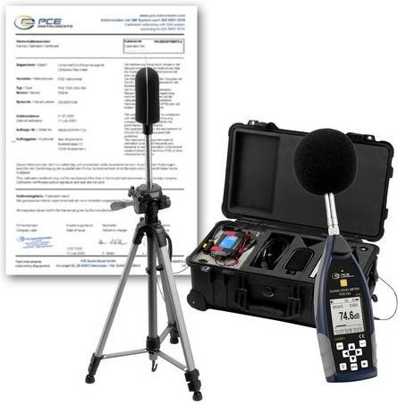 PCE Instruments Schallpegelmesser PCE-432-EKIT-ICA mit GPS und ISO-Zertifikat in Schwarz, Messbereich 136 dB(A), Frequenzbereich 3 Hz bis 20 kHz, Genauigkeit Klasse 1 - Bild 1