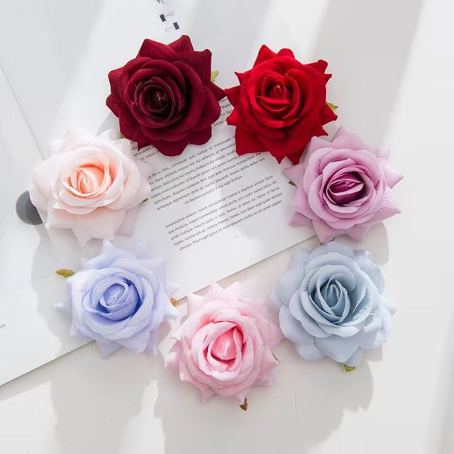 XIAOYINMO Seidenrosen Köpfe aus Textil in Lila für DIY Hochzeitskränze und Dekoration - Bild 1