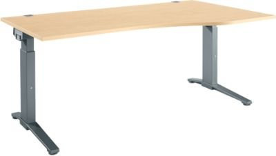 Schäfer Shop Genius ERGOSTYLE S Schreibtisch, manuell höhenverstellbar, Rechteck, C-Fuß, Ahorn/Anthrazit, B: 180 cm, T: 80-100 cm, H: 67,5-89,5 cm - Bild 1