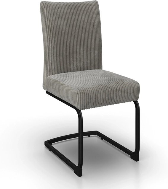 Bessagi Home Schwingstuhl Nelia in Grau mit Cord-Polsterung und Metallgestell - Bild 1