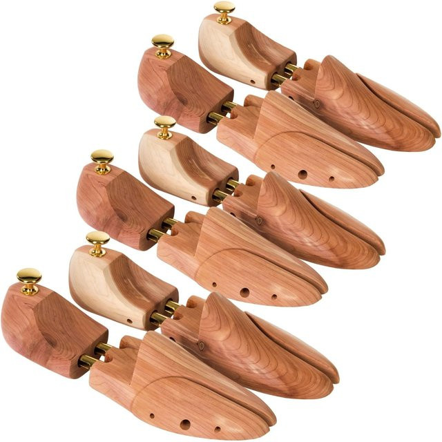 3 Paar TECTAKE Schuhspanner aus Zedernholz für Damen und Herren, Braun, B/T/H: 28 x 9 x 8 cm - Bild 1