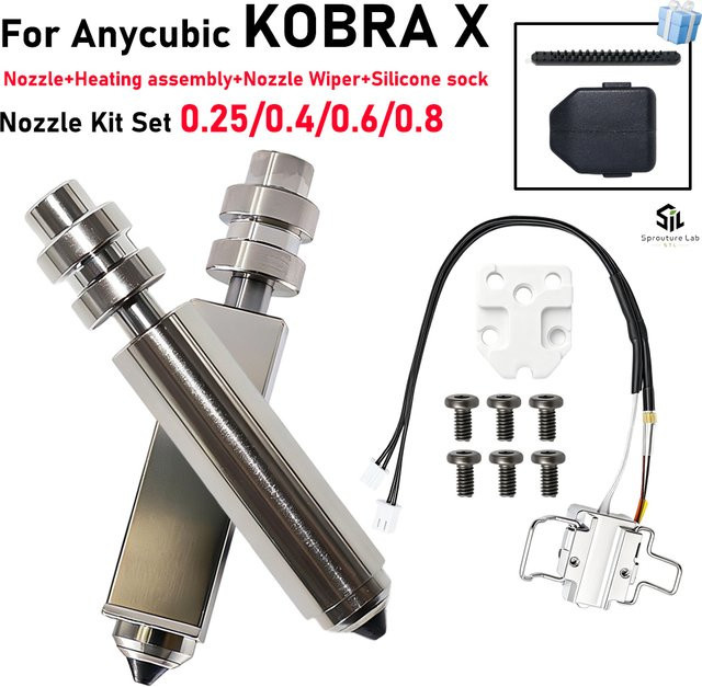 Anycubic Kobra X Kobra 4 Hotend-Düse für hohe Temperaturen und Geschwindigkeiten, Farbe: Silber - Bild 1