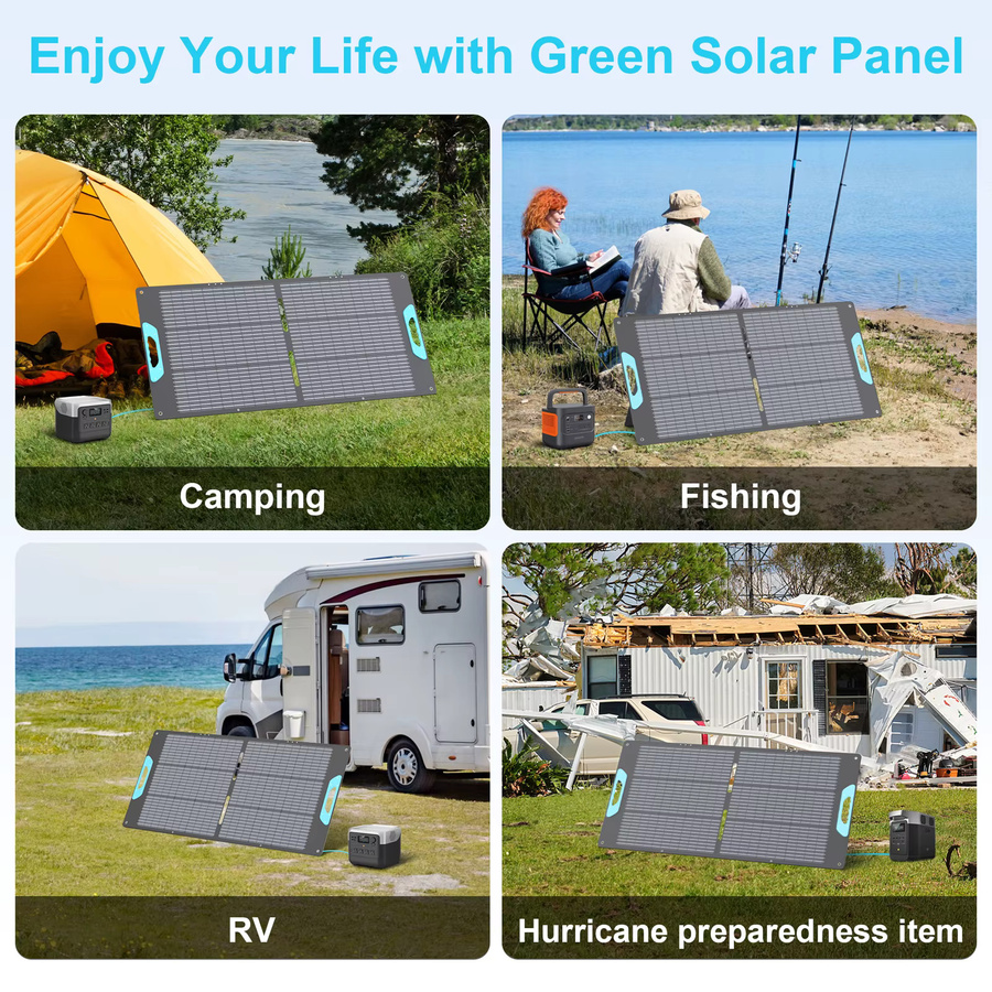 E-POWO Tragbares faltbares Solarpanel IP67 wasserdichtes Solarladegerät für Powerstation und Wohnmobil in Schwarz - Bild 6