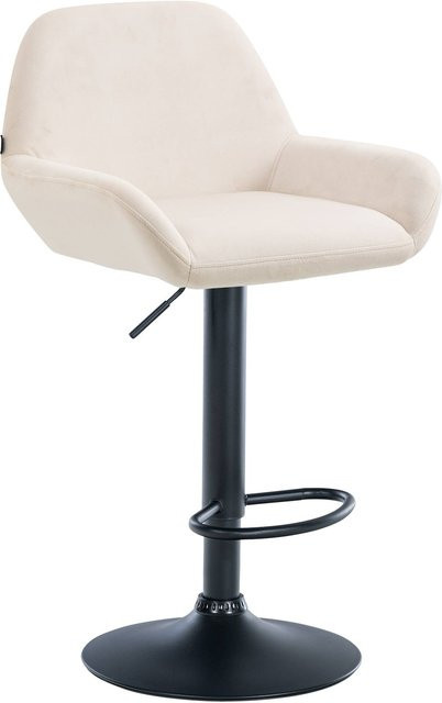 CLP Barhocker Braga in Beige mit Samtbezug und Metallgestell, höhenverstellbar und 360 Grad drehbar - Bild 1