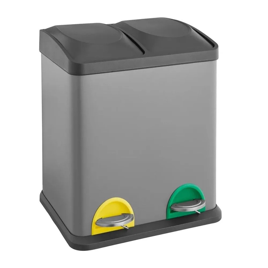 Svita TC2X15 Mülleimer mit Mülltrennung aus Stahl in Grau, 2x15 Liter mit Treteimer und herausnehmbarem Inneneimer - Bild 2