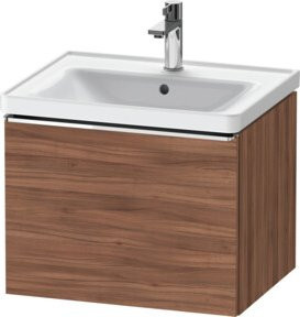Duravit Waschtischunterschrank D-Neo in Nussbaum Natur mit Chromgriffen, B/T/H: 58,4 x 45,2 x 44 cm - Bild 1