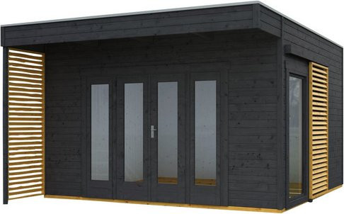 Skan Holz Gartenhaus Tokio 4 aus Holz in Schiefergrau, B/T/H: 402 x 270 x 402 cm - Bild 3