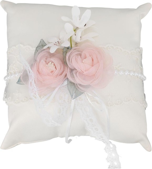 Dekoratives Mini Hochzeitskissen mit Blumenmuster von OutsideWorld in Grau - Bild 1